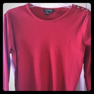 Lauren Ralph Lauren Long Sleeve Red Top - Large